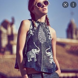 free people elephant print blouse